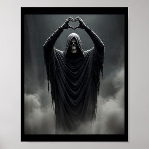 Funny ghost heart hands scary face halloween poster