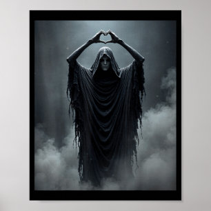 Funny ghost heart hands scary face horror poster