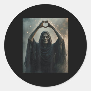 Funny ghost heart hands scary face horror poster classic round sticker