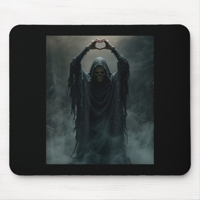 Funny ghost heart hands scary face horror poster mouse pad (Front)