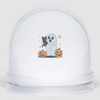 Funny Ghost Holding A Black Cat Lazy Halloween Spo