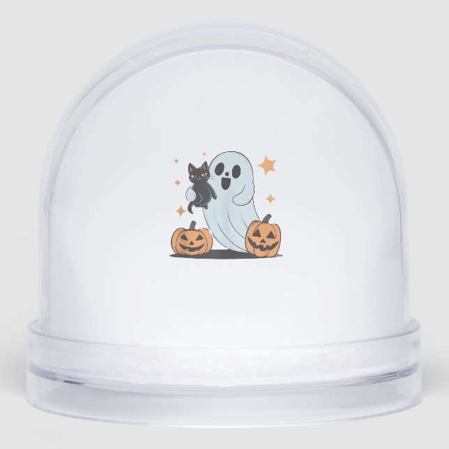 Funny Ghost Holding A Black Cat Lazy Halloween Spo (Avant)