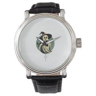 Funny Ghost Holding A Black Cat Lazy Halloween Spo Watch