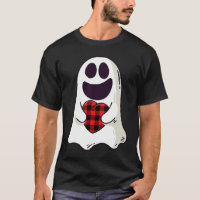 Funny Ghost Hugging Red Hearts Plaid buffalo Valen