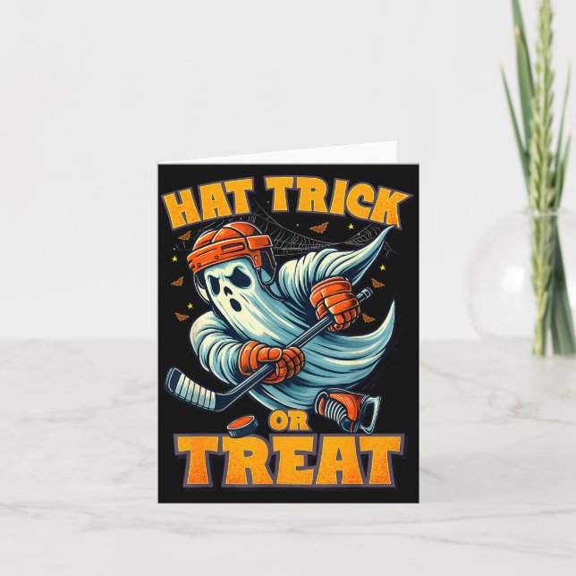 Funny Ghost Ice Hockey Player Halloween Costume Me Card (Front)