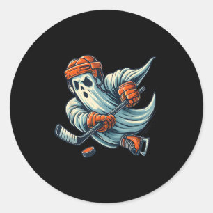 Funny Ghost Ice Hockey Player Halloween Costume Me Classic Round Sticker
