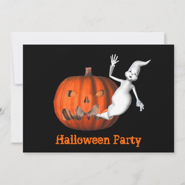 Funny Ghost Jack O Lantern Halloween Invitation (Front)