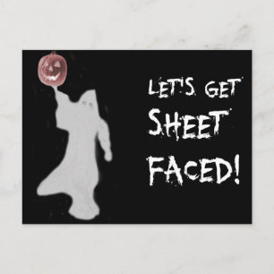 Funny Ghost Jack O Lantern Halloween Postcard