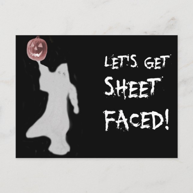 Funny Ghost Jack O Lantern Halloween Postcard (Front)