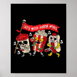 Funny Ghost Lets Watch Horror Movies Halloween Ske Poster