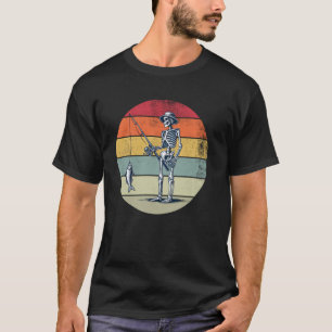 Funny Ghost Men Skeleton Fishing Lover Skull Vinta T-Shirt