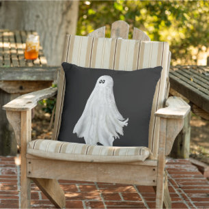 Funny Ghost Of Halloween Past Drawing Outdoor Pillow