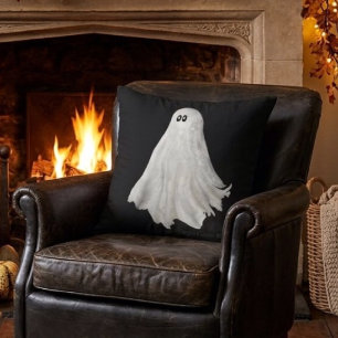 Funny Ghost Of Halloween Past Drawing Throw Pillow