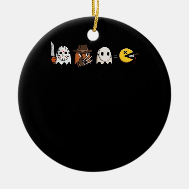 Funny ghost parody of Halloween gamers Ceramic Ornament (Front)