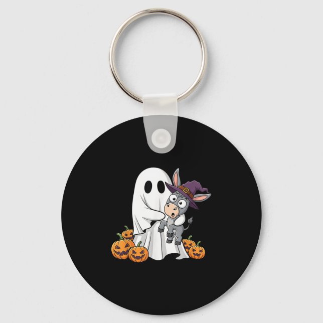 Funny Ghost Pumpkin Halloween Kids Mens Womens  Keychain (Front)