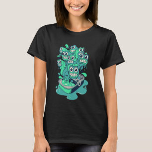 Funny Ghost Sardines Can Sticker Cartoon Fish Food T-Shirt