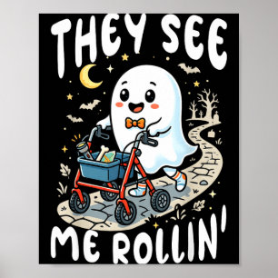 Funny ghost see rollin physical therapy halloween poster