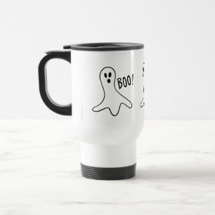 funny ghost shouting boo halloween graphics design travel mug