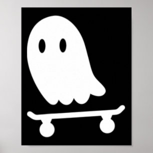 Funny Ghost Skateboard Skater Lazy Halloween Costu Poster