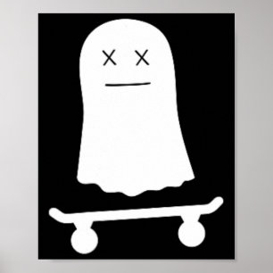 Funny Ghost Skateboard Skater Lazy Halloween Costu Poster