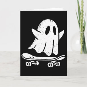 Funny Ghost Skateboarding Lazy Halloween Costume G Card