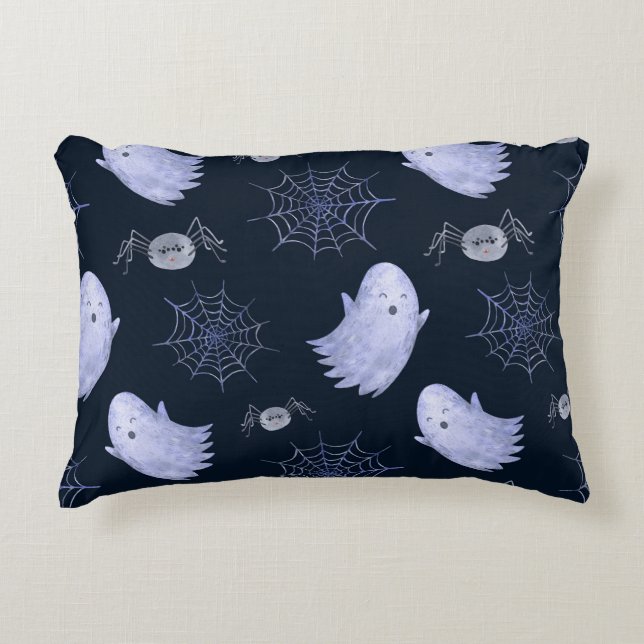 Funny Ghost Spider Halloween Pattern. Accent Pillow (Front)