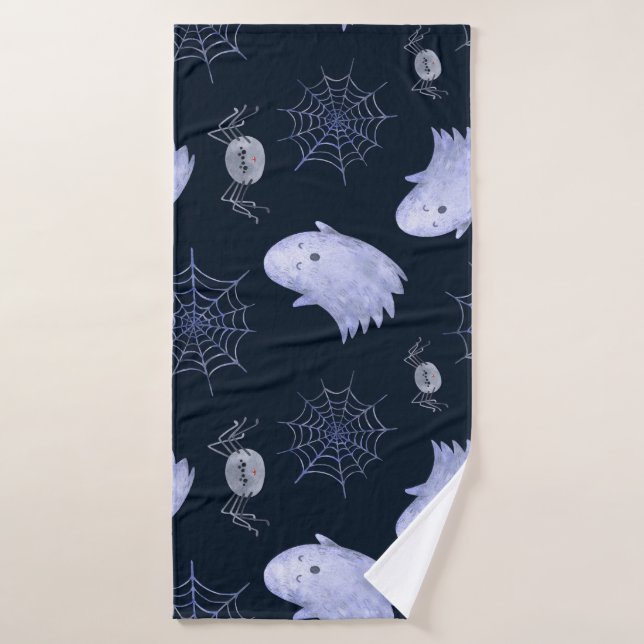 Funny Ghost Spider Halloween Pattern. Bath Towel (Bath Towel)