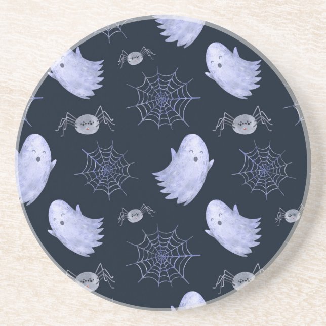 Funny Ghost Spider Halloween Pattern. Coaster (Front)