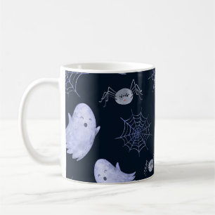 Funny Ghost Spider Halloween Pattern. Coffee Mug