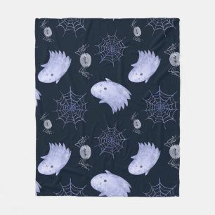 Funny Ghost Spider Halloween Pattern. Fleece Blanket