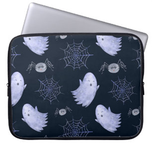 Funny Ghost Spider Halloween Pattern. Laptop Sleeve