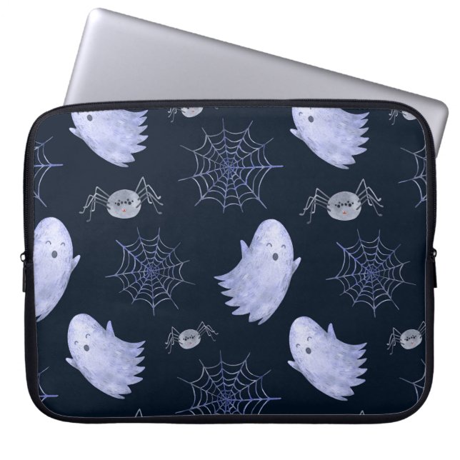 Funny Ghost Spider Halloween Pattern. Laptop Sleeve (Front)