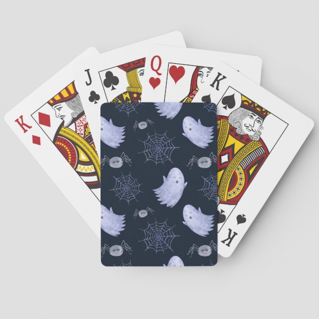 Funny Ghost Spider Halloween Pattern. Playing Cards (Back)