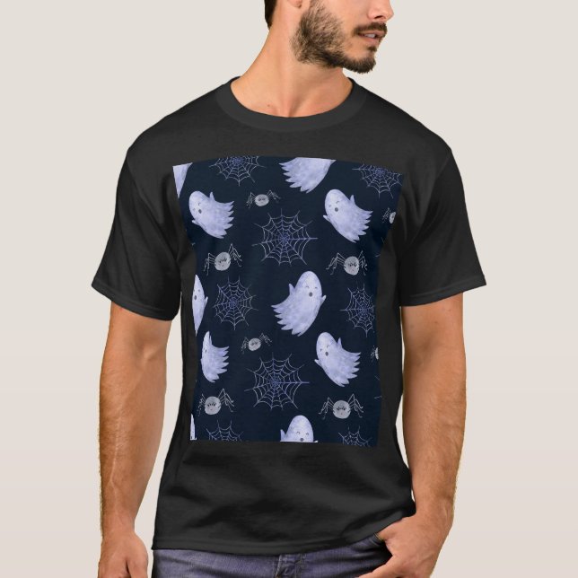 Funny Ghost Spider Halloween Pattern. T-Shirt (Front)