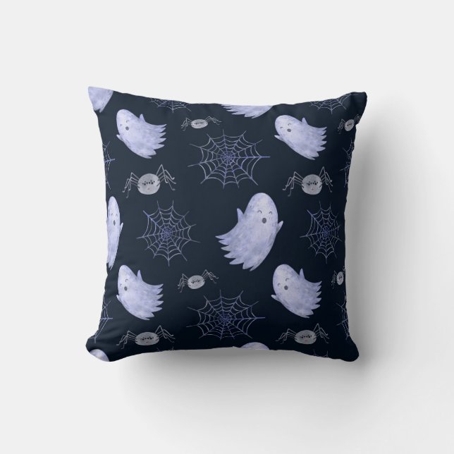 Funny Ghost Spider Halloween Pattern. Throw Pillow (Front)
