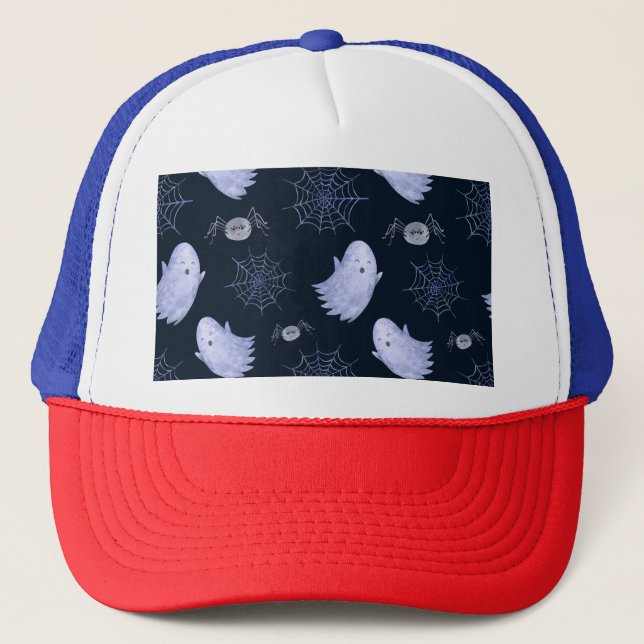 Funny Ghost Spider Halloween Pattern. Trucker Hat (Front)