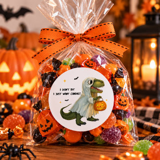 Funny Ghost T-Rex with Pumpkin Classic Round Sticker