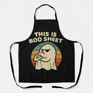 Funny Ghost "This Is Boo Sheet" Retro Halloween Apron