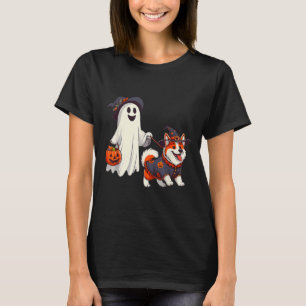 Funny Ghost Walking Dog Ghost Dog Halloween Night  T-Shirt