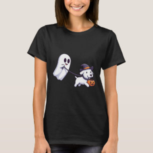 Funny Ghost Walking Dog Ghost Dog Halloween Night T-Shirt