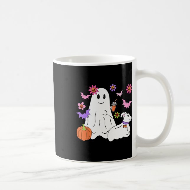 Funny Ghost Walking Dog Spooky Ghost Coffee Hallow Mug (Right)