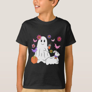 Funny Ghost Walking Dog Spooky Ghost Coffee Hallow T-Shirt