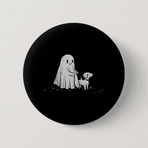 Funny Ghost Walking Dog Spooky Season Halloween 2 Inch Round Button