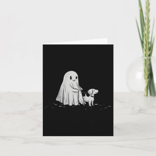 Funny Ghost Walking Dog Spooky Season Halloween  Card