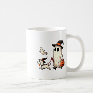 Funny Ghost Walking Dog Spooky Season Halloween Co Coffee Mug