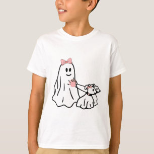 Funny Ghost Walking Dog Spooky Season Halloween Co T-Shirt