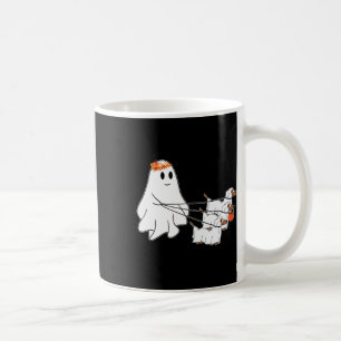 Funny Ghost Walking With Three Dog Halloween Fall Coffee Mug