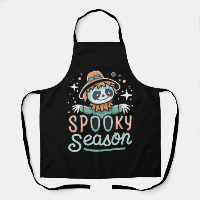 funny ghost with hats, spooky season apron (Front)