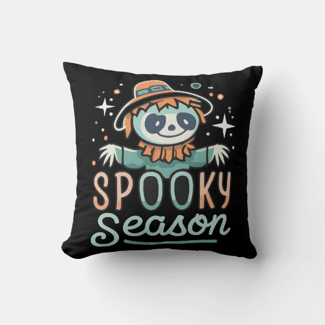 funny ghost with hats, spooky season throw pillow (Front)