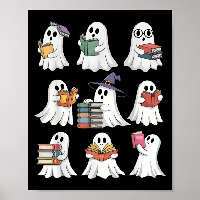 Funny Ghosts Book Reading School Teacher Halloween Poster (Front)